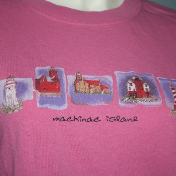 🌊🌸🗺️ Mackinaw Island Tee · Pink · Size L - Picture 4 of 6
